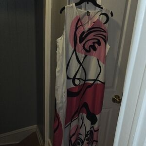 Abstract Pink and Black Maxi Dress